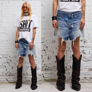 R13 VENTI TURNER BLUE DISTRESSED DENIM JEAN SHORTS (nwot) Size 24